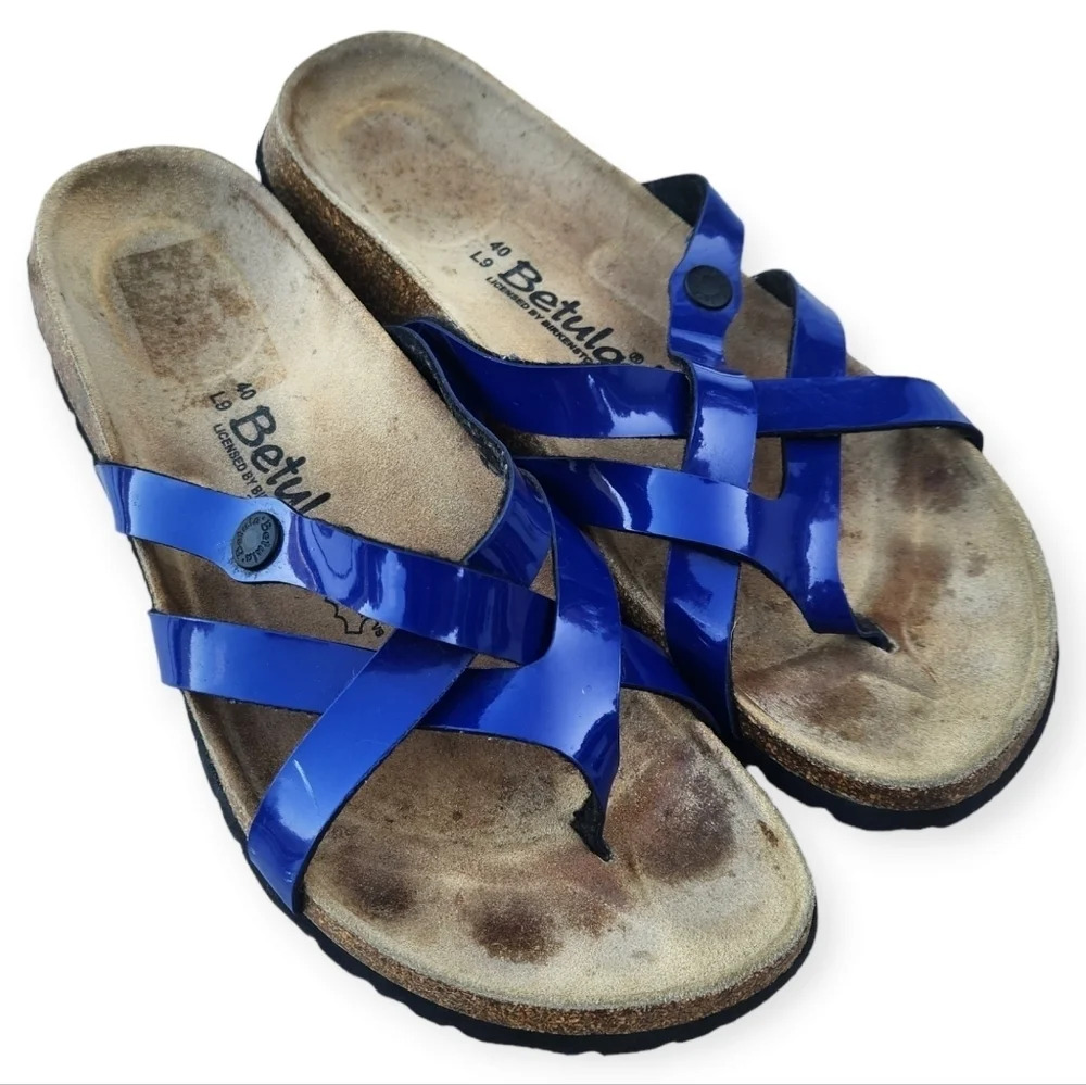 Betula Birkenstock Vinja Sandals Blue Patent Strappy Women’s size 9 / 40